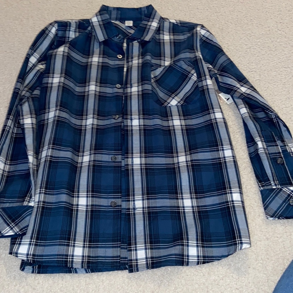 Big boys size 10 button down plaid shirt